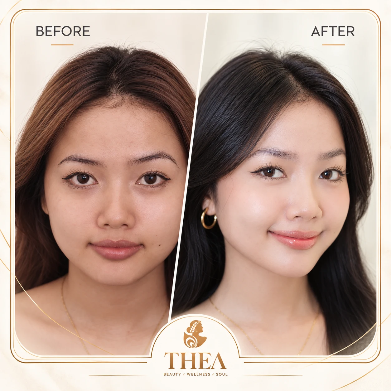 Trước và sau — Làn da sáng mịn